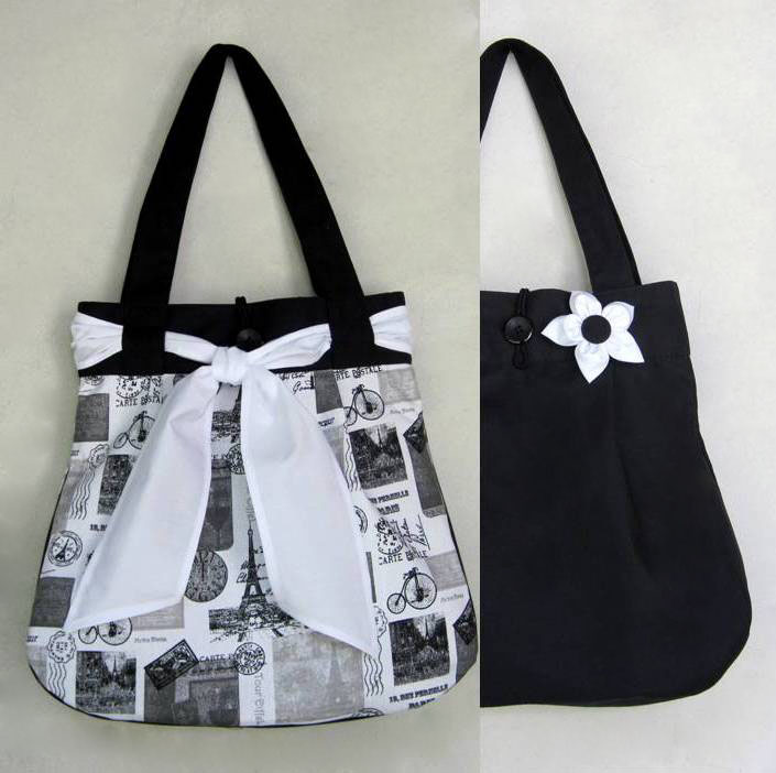 Paříž s černou OBOUSTRANNÁ taška 2 v 1