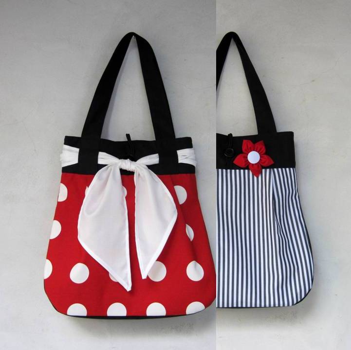 Červenobílá OBOUSTRANNÁ taška 2v1