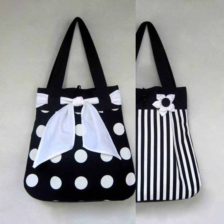 Černobílá OBOUSTRANNÁ taška 2v1