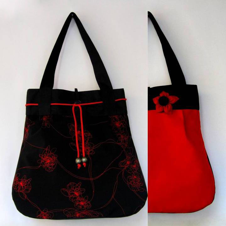 Černočevená  OBOUSTRANNÁ taška 2v1