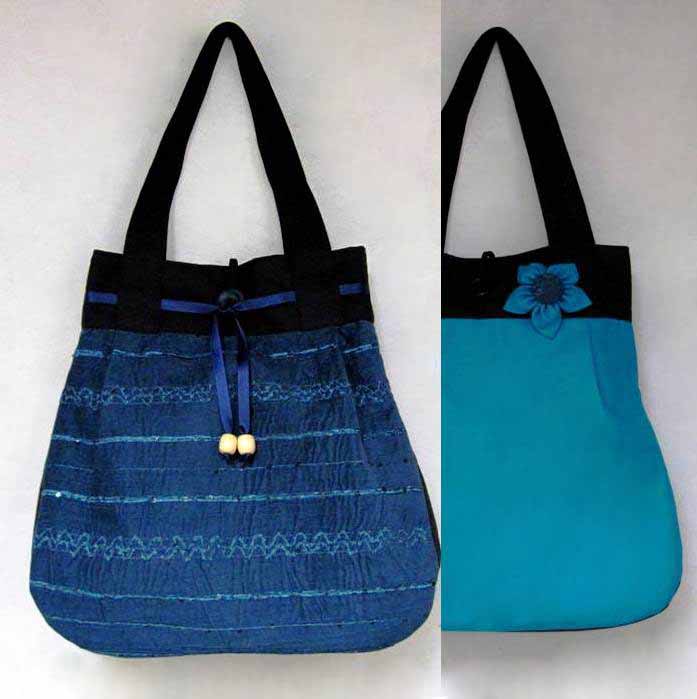 Modro modrá OBOUSTRANNÁ taška 2v1 