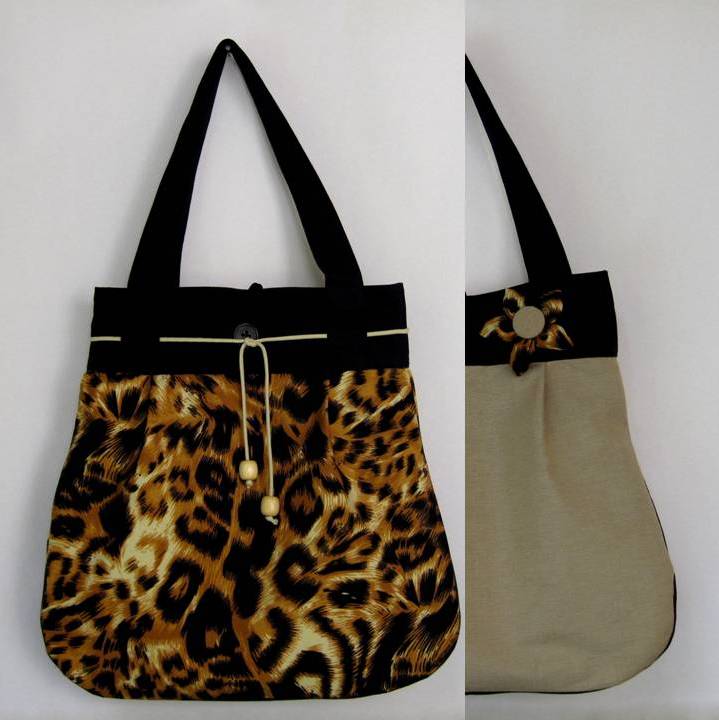 Tygrovaná s béžovou OBOUSTRANNÁ taška 2v1