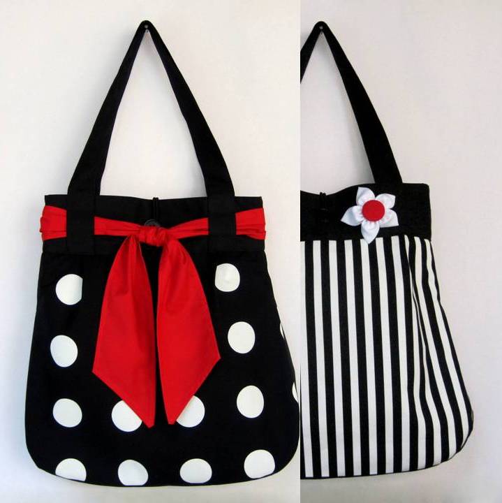 Černobílá OBOUSTRANNÁ taška 2v1