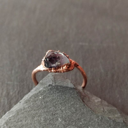 Prsten - Natur Copper Ametyste