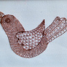Ptáček - šitá drátěná krajka