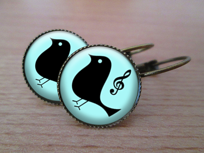 VINTAGE VISACÍ NÁUŠNICE - Ptáček zpěváček