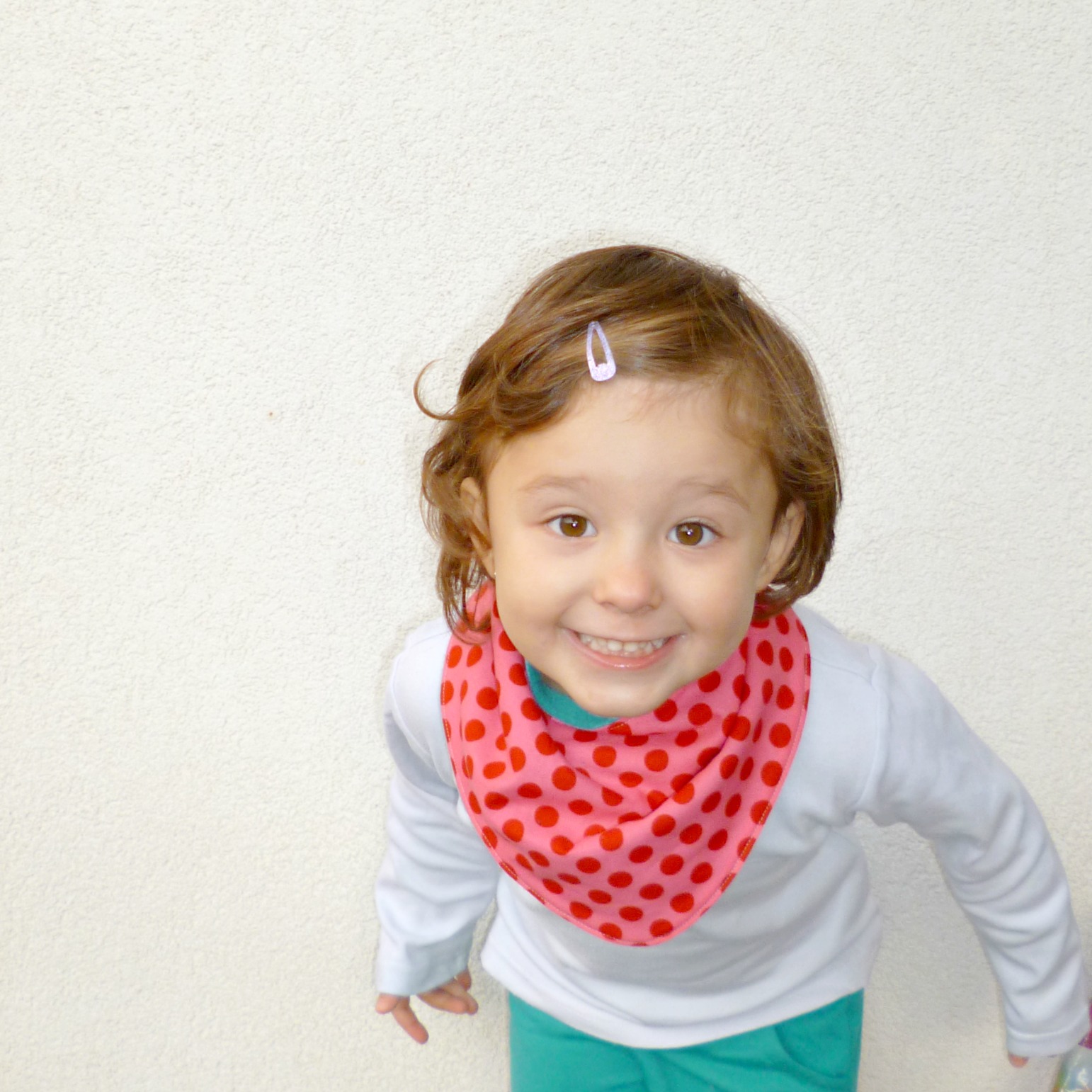 Nákrčník puntík - tyrkysový  fleece 