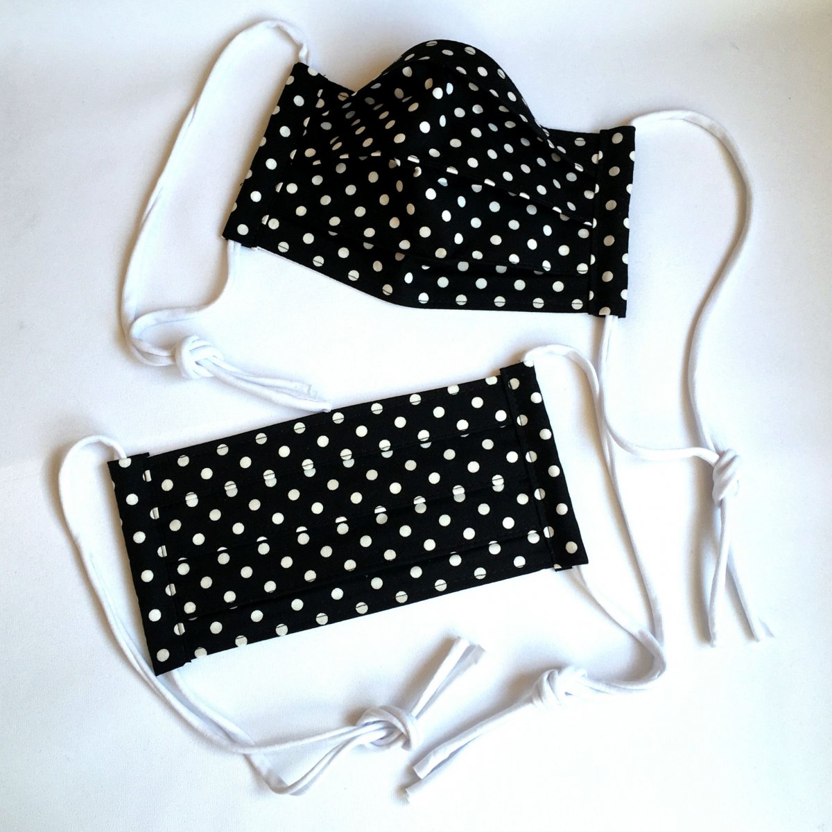 Rouška 2-vrstvá - černobílé puntíky - sada 2ks