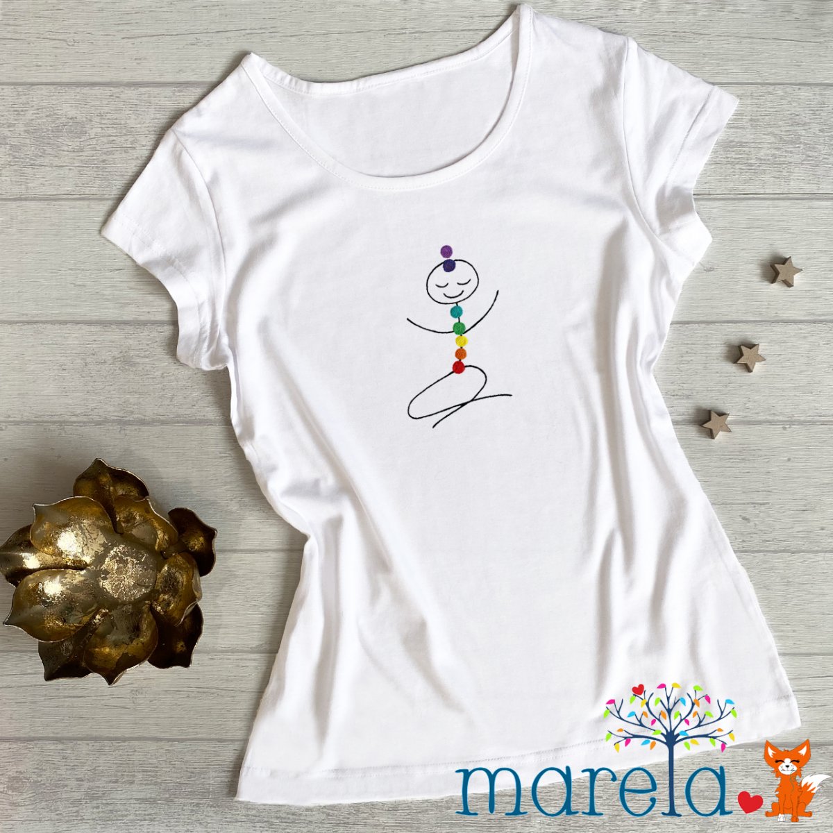 Dámské čakrové tričko medituji :)