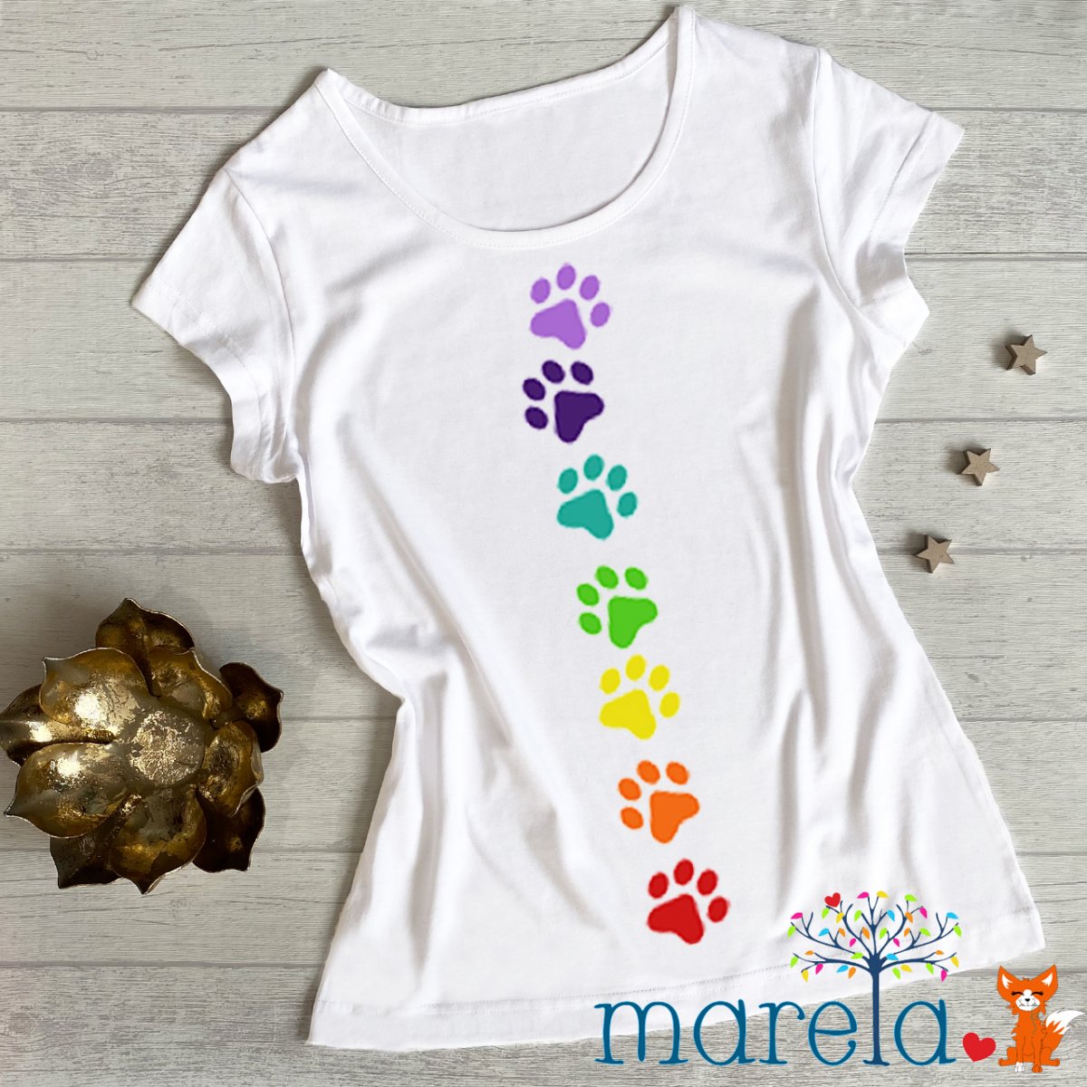 Dámské čakrové tričko tlapky