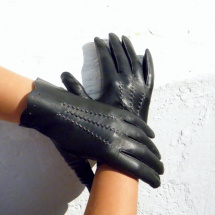 Černé dámské  kožené rukavice bezpodšívky