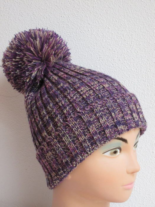 Melírovaná čepice - fialový melír