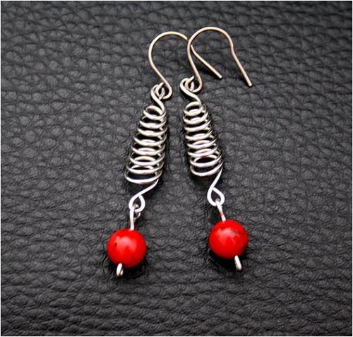 Náušnice - KORÁLOVÉ SPIRÁLKY- korál- hypoalergenní