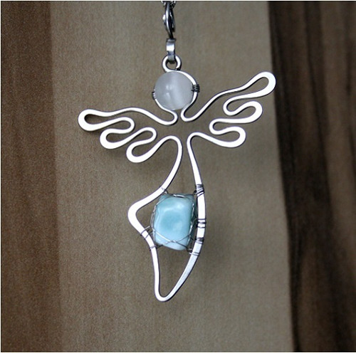 ANDĚL - LARIMAR+ULEXIT - tepaný- hypoalergenní chirurgická ocel