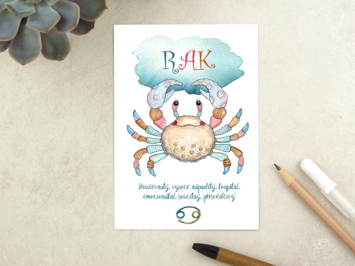 Znamení zvěrokruhu Rak - pohlednice