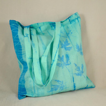 Plátěná taška mentolovo-modrá s listy