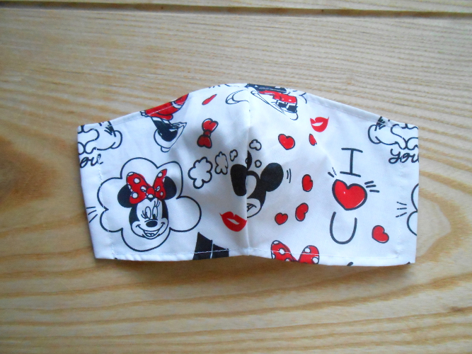 Rouška bílá s červenými mašličkami Minnie (256/20)