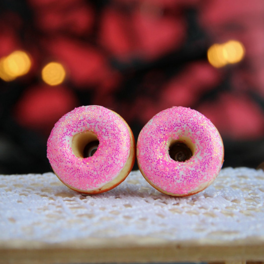 Růžové donuty, fimo pecky