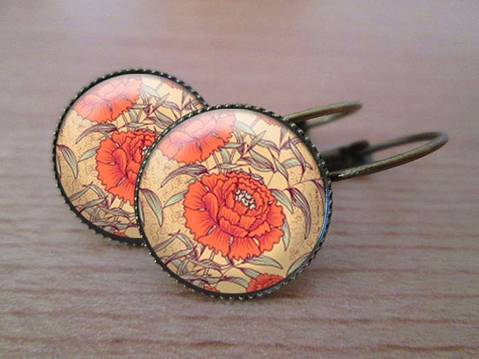 VINTAGE VISACÍ NÁUŠNICE - Růžičky