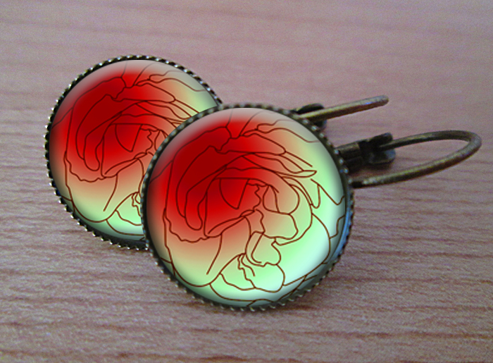 VINTAGE VISACÍ NÁUŠNICE - růže