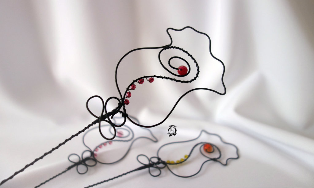 Drátovaný zápich...Tři růže