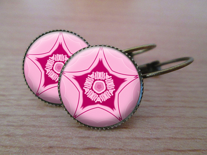 VINTAGE VISACÍ NÁUŠNICE - Růžová hvězdice