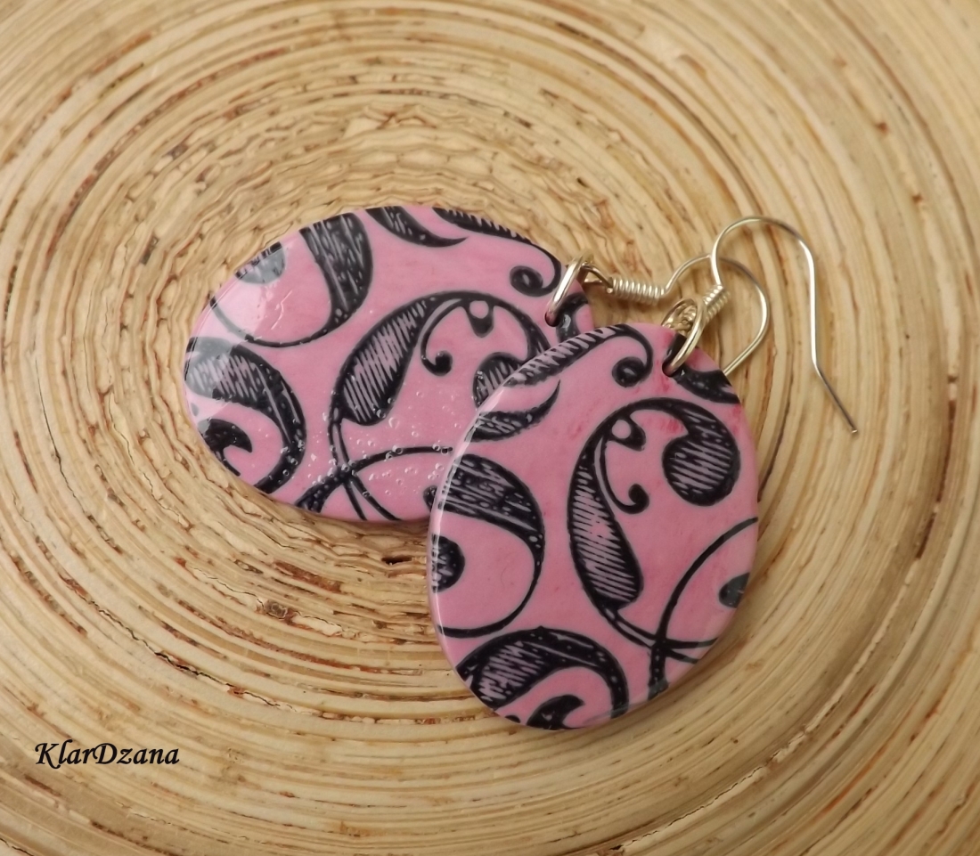 Náušnice Růžové oválky