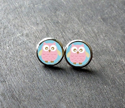 Náušnice Růžové sovy 