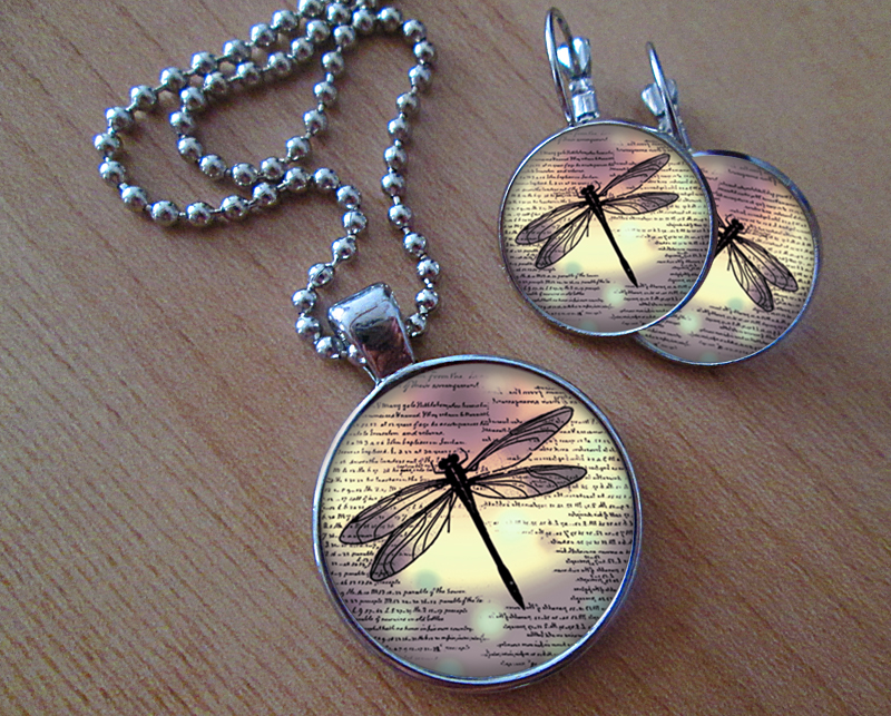 Vážka  -  Sada náušniček a přívěsku