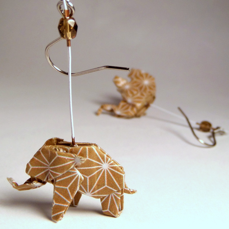 Kávová slůňátka - origami náušnice
