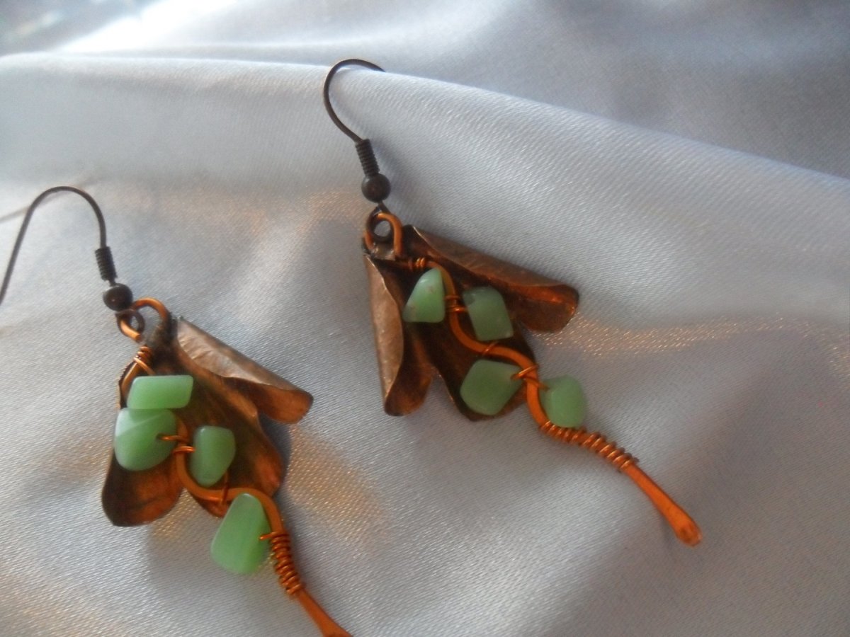 Náušnice Lístečky tepané