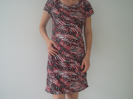Šaty dámské "zebra" vínová, řasené, vel. 46