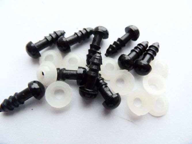 Bezpečnostní oči - černé 6mm, sada 5 párů  