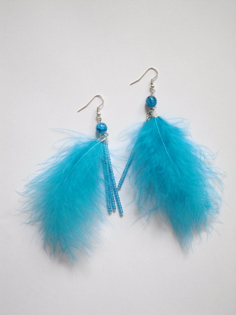 Peříčkové náušnice - tyrkysové