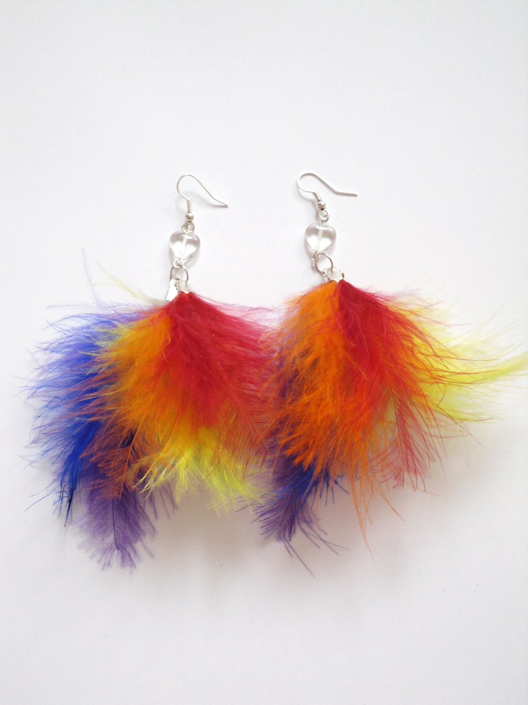 Peříčkové naušnice - duha