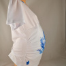 Těhotenská tunika - bílá s modrými listy L/XL