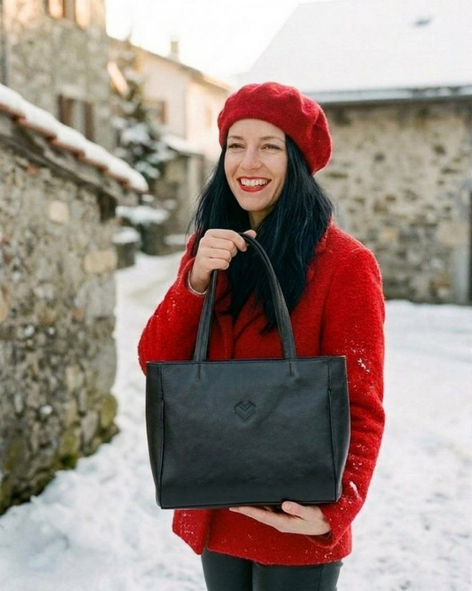 Kožená taška BIG SHOPPER - černá
