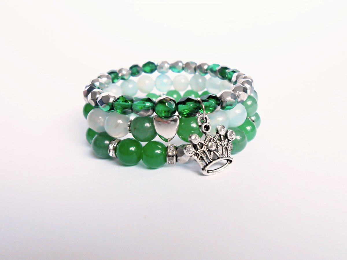 Náramek -  jadeit, amazonit, sklo