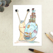 Snail Mail - pohlednice s pošťáckým šnekem