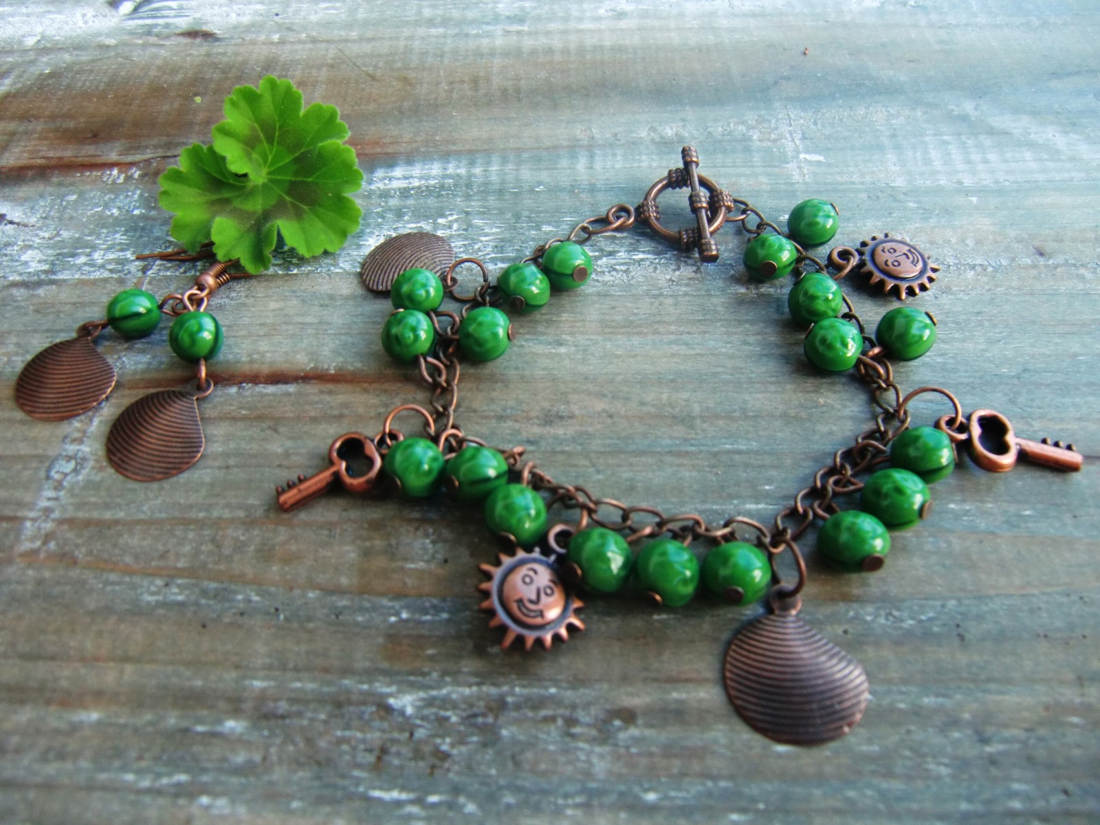 Zelená sada- náramek a náušnice  