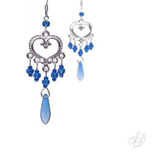 Náušnice - Orient srdce s modrým (0172)