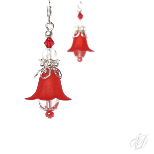 Náušnice - Květiny červené T (0200)