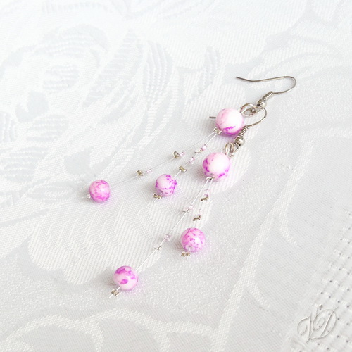 Náušnice - Lanka růžová kraklovaná (0059)