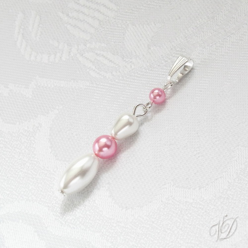 Přívěsek - Stébla luxusní bílá s růžovou (0071P)