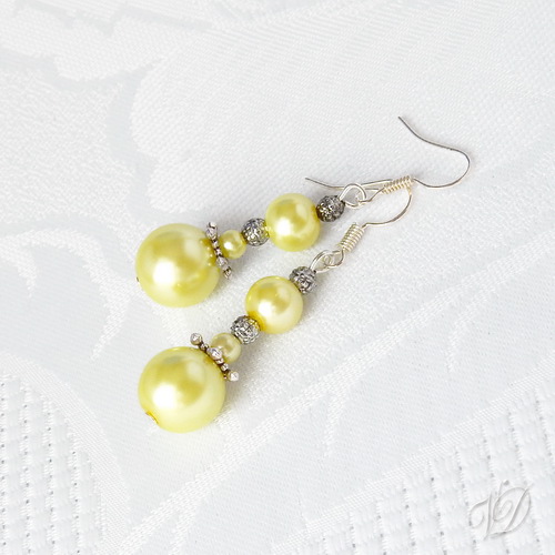 Náušnice - Boubelky žluté se starostříbrem (0089)