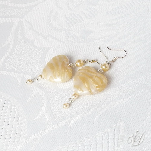 Náušnice - Extra srdce perleťové (0095)