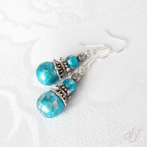 Náušnice - Boubelky mini tyrkys se starostříbrem (0115)