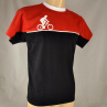 Červeno-černé tričko s černým nebo bílým cyklistou