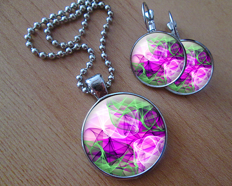 Barevná spleť -  Sada náušniček a přívěsku