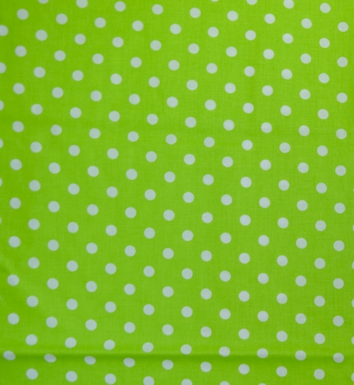 Bavlněná látka - metráž - bílý puntík na sv.zelené - š. 160 cm